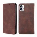 For Nothing Phone 1 Skin Feel Magnetic Horizontal Flip Leather Phone Case(Dark Brown)