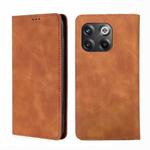 For OnePlus 10T Skin Feel Magnetic Horizontal Flip Leather Phone Case(Light Brown)