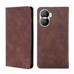 For Honor X40i Skin Feel Magnetic Horizontal Flip Leather Phone Case(Dark Brown)