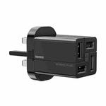 REMAX RP-U43 3.4A 4 USB Port Fast Charger, Specification:UK Plug(Black)
