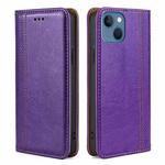 For iPhone 14 Grid Texture Magnetic Flip Leather Phone Case (Purple)