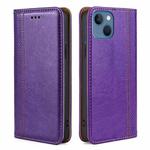 For iPhone 14 Plus Grid Texture Magnetic Flip Leather Phone Case (Purple)