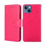 For iPhone 14 Crystal Texture Horizontal Flip Leather Phone Case (Rose Red)