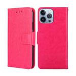 For iPhone 14 Pro Crystal Texture Horizontal Flip Leather Phone Case(Rose Red)