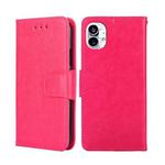 For Nothing Phone 1 Crystal Texture Horizontal Flip Leather Phone Case(Rose Red)