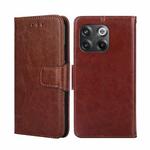 For OnePlus 10T Crystal Texture Horizontal Flip Leather Phone Case(Brown)