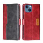 For iPhone 14 Contrast Color Side Buckle Leather Phone Case (Red + Black)
