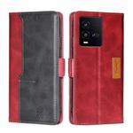 For vivo iQOO 10 Contrast Color Side Buckle Leather Phone Case(Red + Black)