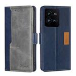 For vivo iQOO 10 Pro 5G Contrast Color Side Buckle Leather Phone Case(Blue + Grey)