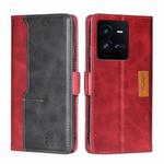 For vivo iQOO 10 Pro 5G Contrast Color Side Buckle Leather Phone Case(Red + Black)