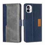 For Nothing Phone 1 Contrast Color Side Buckle Leather Phone Case(Blue + Grey)