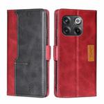 For OnePlus 10T Contrast Color Side Buckle Leather Phone Case(Red + Black)