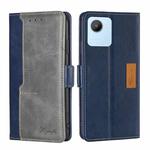 For Realme C30 4G/Narzo 50i Prime Contrast Color Side Buckle Leather Phone Case(Blue + Grey)