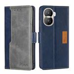 For Honor X40i Contrast Color Side Buckle Leather Phone Case(Blue + Grey)