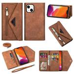 For iPhone 14 Skin Feel Zipper Horizontal Flip Leather Case (Brown)