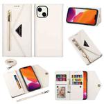 For iPhone 14 Skin Feel Zipper Horizontal Flip Leather Case Max(White)