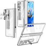 For Huawei Mate X2 Magnetic Hinges Plating Phone Case with Holder(Silver)