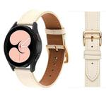 For Samsung Galaxy Watch5 Pro 45mm/5 44mm/5 40mm Plain Weave Leather Watch Band(Beige White)