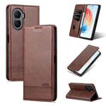 For Honor X40i AZNS Magnetic Calf Texture Flip Leather Phone Case(Dark Brown)
