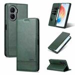 For Honor X40i AZNS Magnetic Calf Texture Flip Leather Phone Case(Dark Green)