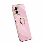 For OPPO A57 4G XINLI Straight Edge Electroplate TPU Phone Case with Ring(Cherry Purple)