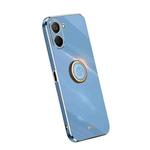 For Realme V20 5G XINLI Straight Edge Electroplate TPU Phone Case with Ring(Celestial Blue)