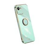 For Realme C30 XINLI Straight Edge Electroplate TPU Phone Case with Ring(Mint Green)