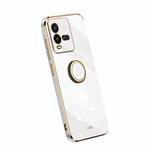 For vivo iQOO 10 XINLI Straight Edge Electroplate TPU Phone Case with Ring(White)