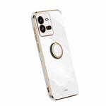 For vivo iQOO 10 Pro XINLI Straight Edge Electroplate TPU Phone Case with Ring(White)