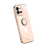 For vivo iQOO 10 Pro XINLI Straight Edge Electroplate TPU Phone Case with Ring(Pink)