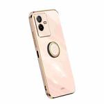 For vivo T2x 5G XINLI Straight Edge Electroplate TPU Phone Case with Ring(Pink)