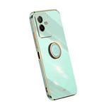 For vivo T2x 5G XINLI Straight Edge Electroplate TPU Phone Case with Ring(Mint Green)