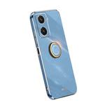 For vivo Y77 5G XINLI Straight Edge Electroplate TPU Phone Case with Ring(Celestial Blue)