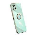 For Samsung Galaxy M32 4G XINLI Straight Edge Electroplate TPU Phone Case with Ring(Mint Green)