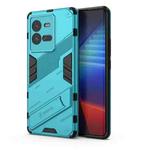 For vivo iQOO 10 Pro 5G PC + TPU Shockproof Case with Invisible Holder(Blue)