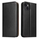 For iPhone 14 Fierre Shann PU Genuine Leather Texture Leather Phone Case (Black)