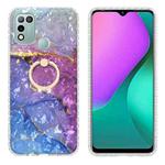 For Infinix Hot 11 Play / Hot 10 Play Ring Holder 2.0mm Airbag TPU Phone Case(Blue Purple Marble)