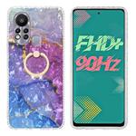 For Infinix Hot 11s Ring Holder 2.0mm Airbag TPU Phone Case(Blue Purple Marble)