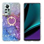 For Infinix Note 11s / Note 11 Pro Ring Holder 2.0mm Airbag TPU Phone Case(Blue Purple Marble)