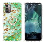 For Nokia G21 / G11 Ring Holder 2.0mm Airbag TPU Phone Case(Gold Heart)