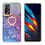 For Tecno Pova 2 Ring Holder 2.0mm Airbag TPU Phone Case(Blue Purple Marble)