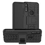 For Motorola Moto E (2020) Tire Texture Shockproof TPU+PC Protective Case with Holder(Black)