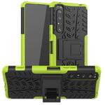 For Sony Xperia 1 II Tire Texture Shockproof TPU+PC Protective Case with Holder(Green)