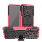 For Huawei Y7P Tire Texture Shockproof TPU+PC Protective Case with Holder(Rose Red)