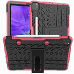 For iPad Pro 11 (2020) Tire Texture Shockproof TPU+PC Protective Tablet Case with Holder(Rose Red)