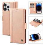 For iPhone 14 Pro Max LC.IMEEKE Magnetic Buckle Leather Phone Case (Rose Gold)