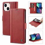 For iPhone 14 Plus LC.IMEEKE Magnetic Buckle Leather Phone Case (Red)