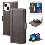 For iPhone 14 LC.IMEEKE Magnetic Buckle Leather Phone Case (Coffee)