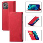 For iPhone 14 LC.IMEEKE Strong Magnetic Leather Phone Case with Holder & Card Slots & Wallet (Red)