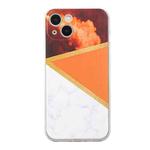 For iPhone 14 Stitching Marble TPU Phone Case Max(Orange)